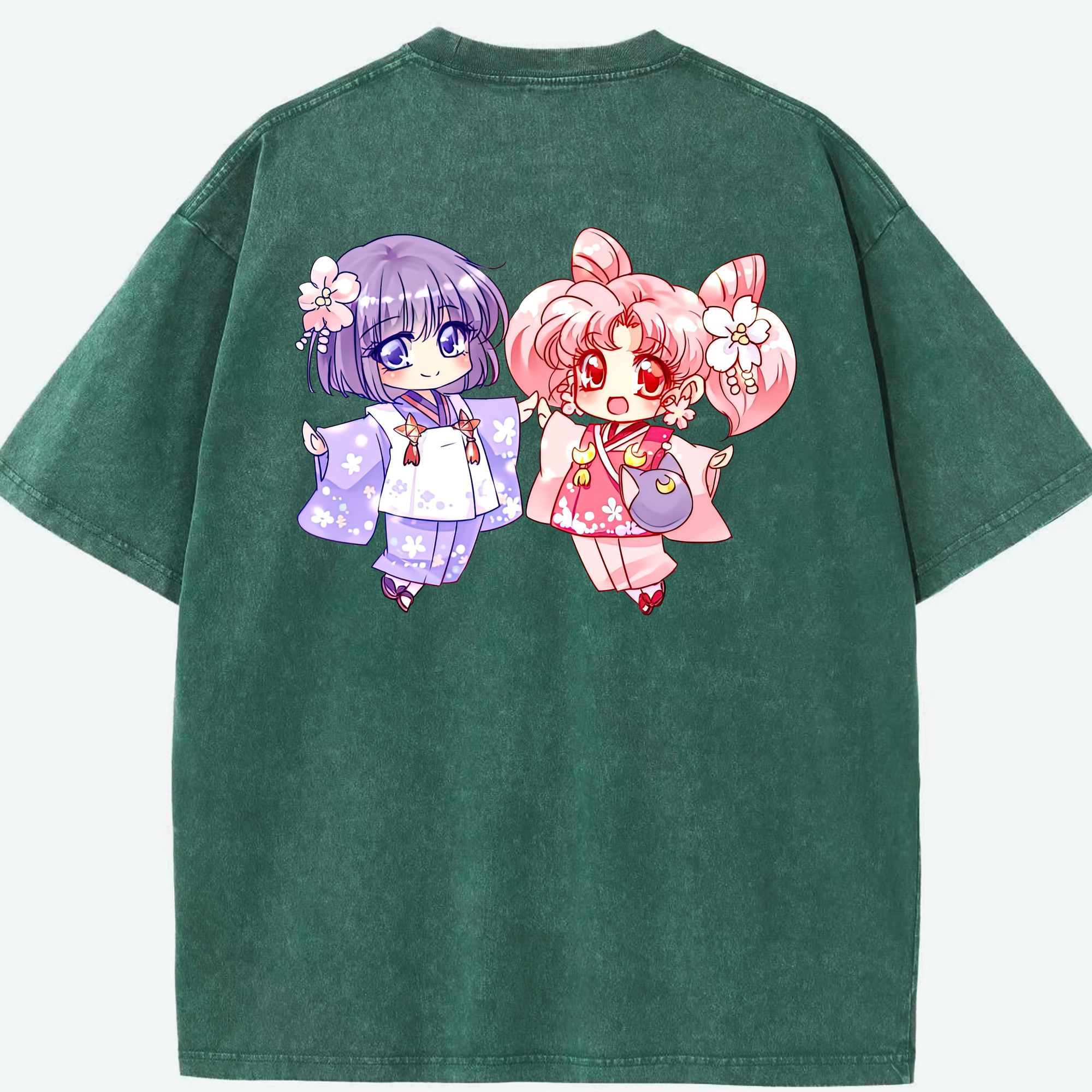 （画像用） 美少女戦士セーラームーン ちびうさ Sailor Moon Chibiusa Tsukino Usagi Small Lady Serenity 綿100% ヴィンテージ風 半袖Tシャツ（背面プリント）